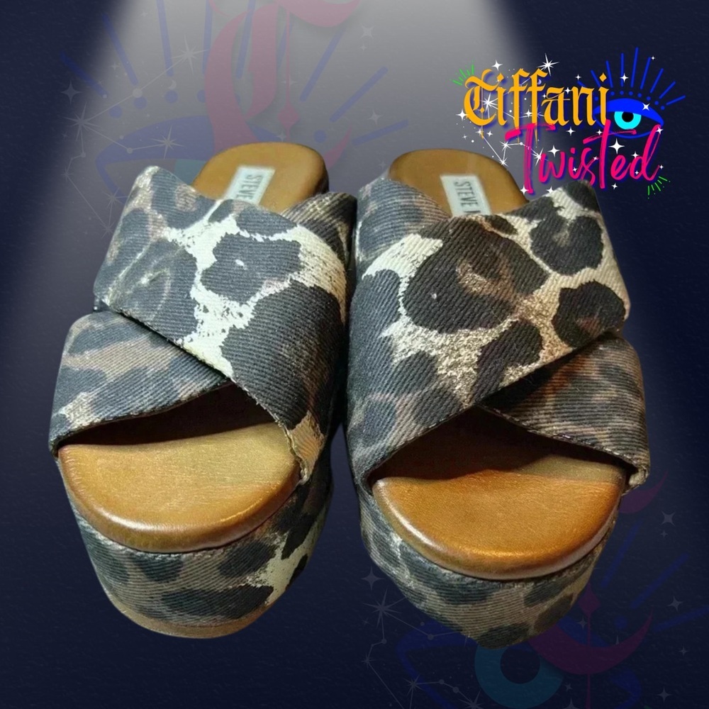 🖤 Steve Madden Leopard Print Platform Wedges | Size 36 | Wild & Chic - Picture 2 of 6